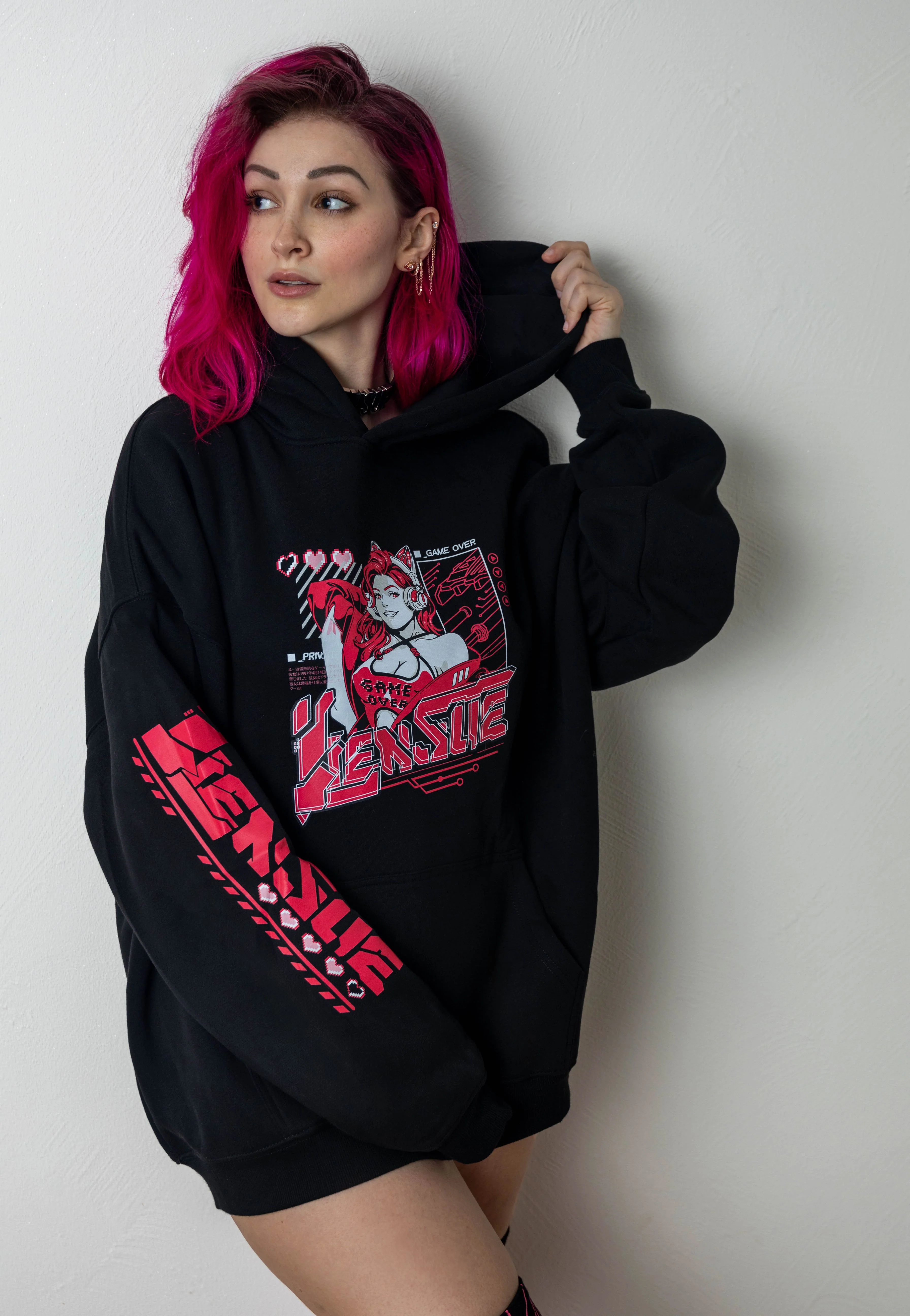 UNISEX Hoodie: Cyber / Gamer Girl - Image 3