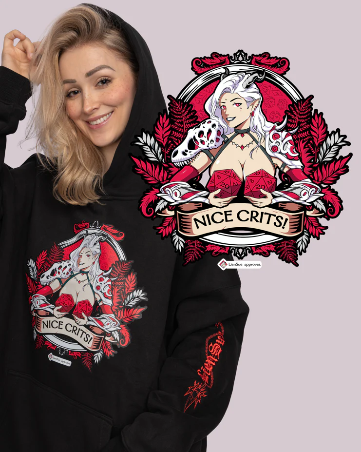 UNISEX Hoodie: DnD Double Embroidery Sleeves + Frontprint + Backprint - Image 3